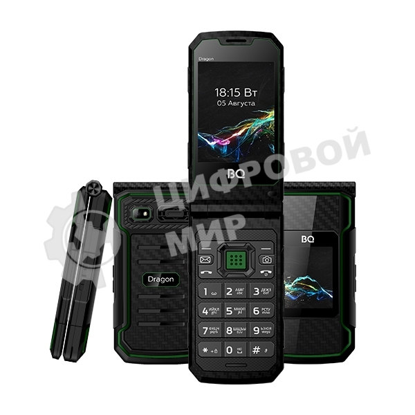 Мобильный телефон BQ 2822 Dragon черный/зеленый