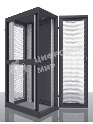 Шкаф серверный ПРОФ напольный 48U (600x1200) дверь перфор. 2 шт., черный, в сборе