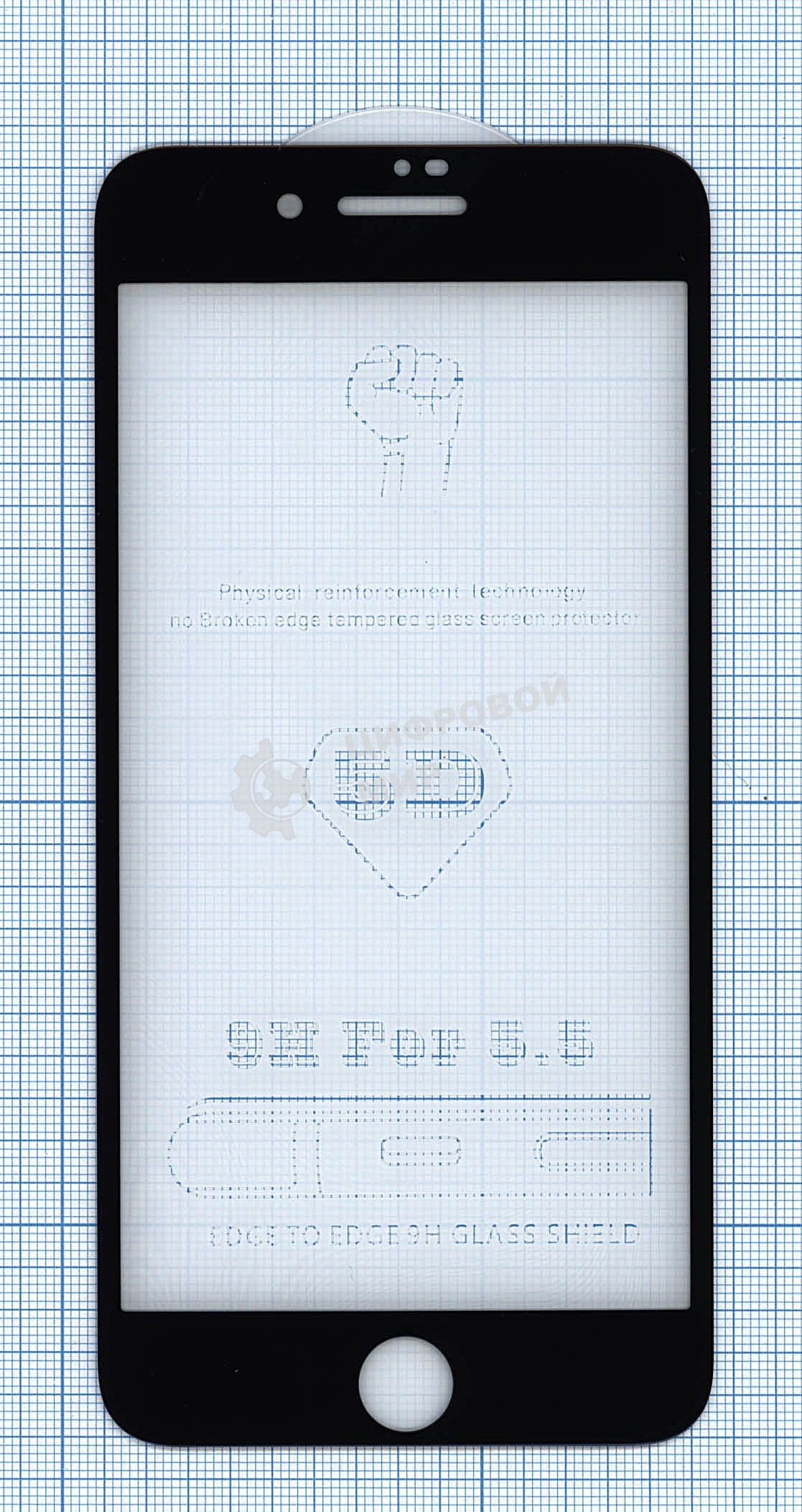 Защитное стекло 6D для Apple iPhone 7/8 Plus черный