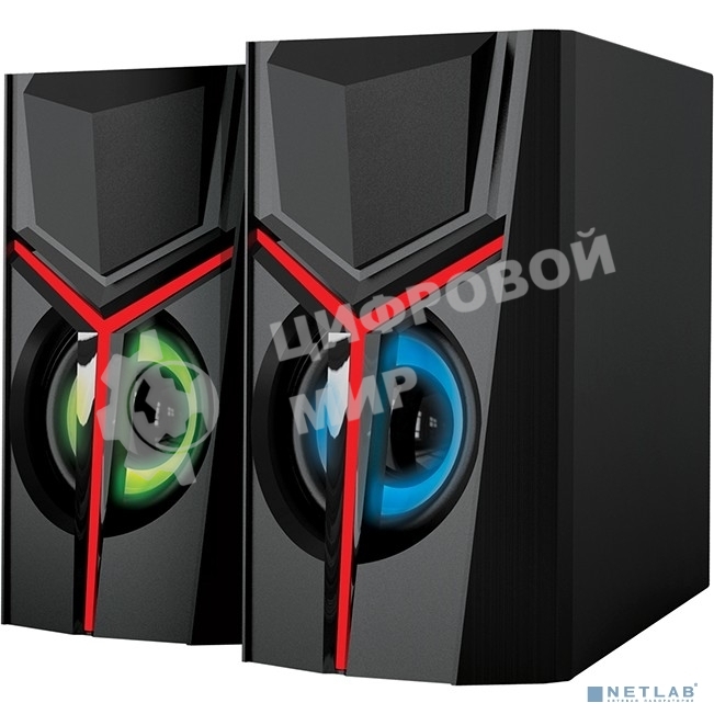 Акустическая система 2.0 Qumo TRON AS007, 10 ВТ, объемное звучание, RGb подсветка, USB/Jack 3,5мм