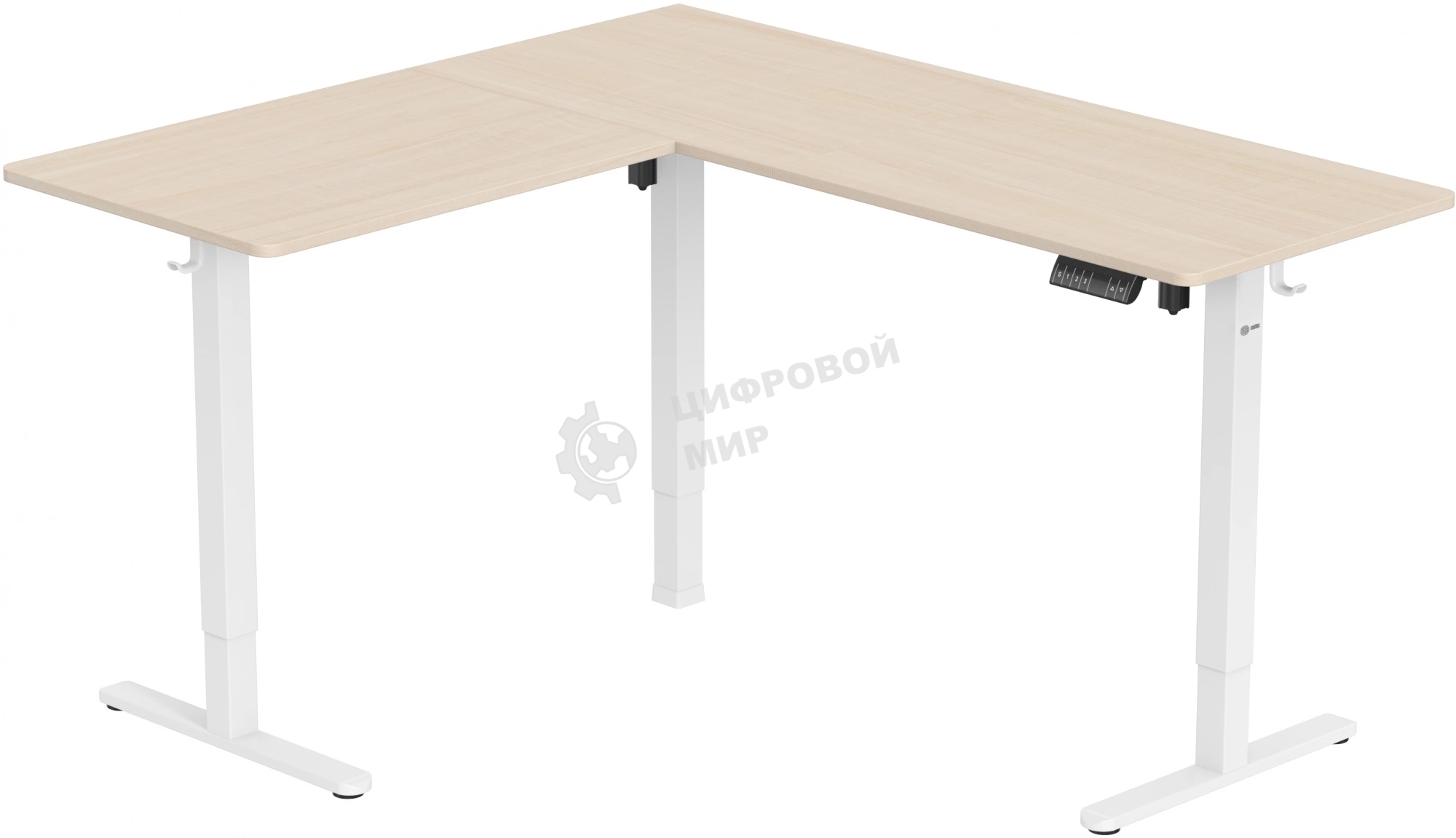 Стол компьютерный Cactus угловой подъемный столешница МДФ, белый дуб каркас белый 140x72x60 см (CS-EDXL-WWD)