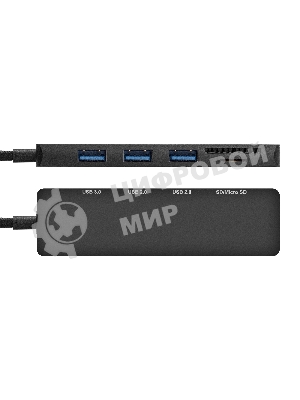 USB-концентратор 4-в-1 ExeGate DUB-2213C/CR (кабель-адаптер USB Type-C --> 2xUSB2.0+ 1xUSB3.0+Card Reader, Plug&Play, черный)