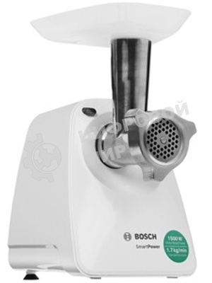 Мясорубка электрическая Bosch MFW2520W белый, 1500 Вт, 1.7 кг/мин, насадки - 4