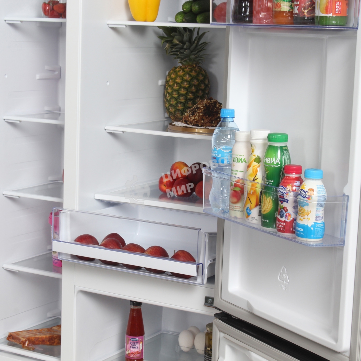 Холодильник Hyundai CS5073FV шампань стекло трехкамерный инвертер Side by Side 292/167л морозилка сбоку