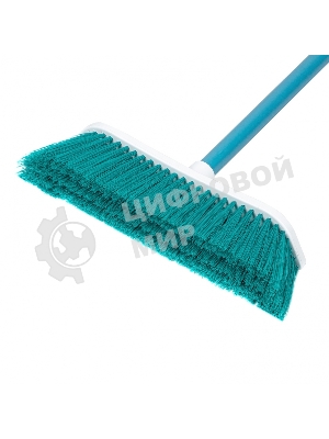 Щетка Home Palisad пластмассовая для подметания пола, 27 см, c черенком, 120 см, бирюз. щетина