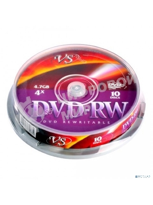Диск DVD-RW VS 4.7 Gb, 4x, Cake Box (10), (10/250).