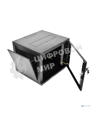 Шкаф телекоммуникационный настенный разборный ЦМО 9U (600 х 520), съемные стенки, дверь стекло, черный(ШРН-М-9.500-9005)