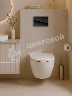 Инсталляция с унитазом комплект BAU PRO 6 в 1: унитаз подвесной безободковый торнадо Bau Hotel 53х36, быстросъемное сиденье микролифт, кнопка смыва из стекла BAU Dream, черная