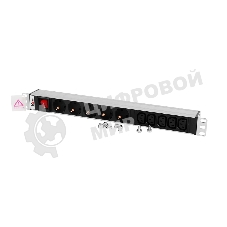 Блок розеток Rem-10 с выкл., 4 Sсhuko, 6 IEC 60320 C13, 10 A, алюм., 19