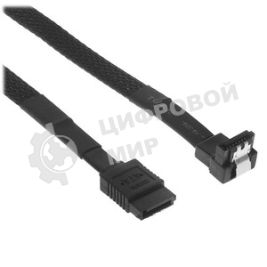 Кабель интерфейсный SATA Cablexpert CC-SATAM-DATA90-BLBR-30CM, Sata3 7pin/7pin, мет.защелка, угловой разъем, 30 см, черный, оплетка, пакет