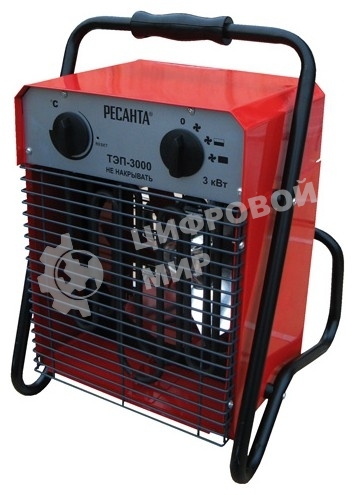 Тепловые пушки Ресанта ТЭП-3000 67/1/2 Тепловая электрическая пушкаквадратная, 220В, вентилятор/1500/3000 Вт, 6,1 кг