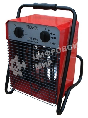 Тепловые пушки Ресанта ТЭП-3000 67/1/2 Тепловая электрическая пушкаквадратная, 220В, вентилятор/1500/3000 Вт, 6,1 кг