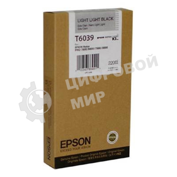 Картридж струйный Epson C13T603900 светло-серый для Epson Sty Pro 7800/9800/7880/9880 (220мл)