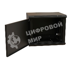 Шкаф коммутационный WRline (WR-TW-1245-SR-RAL9004) настенный 12U 600x450 мм пер. дв. металл 2 бок. пан. 60 кг черный 370 мм 650 мм IP20 сталь