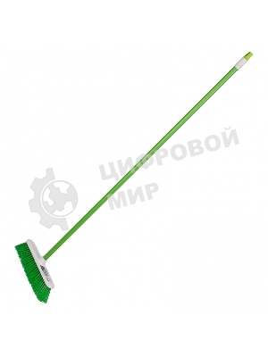 Щетка Home Palisad пластмассовая для подметания пола, 27 см, c черенком, 120 см, салат. щетина
