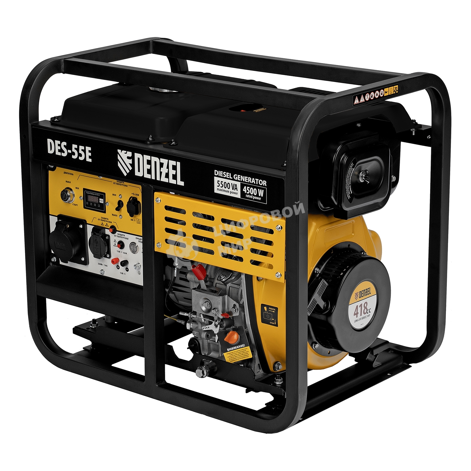 Электрогенератор дизельный Denzel DES-55E, 5.5 кВт, 110 дБ, 108.4 кг