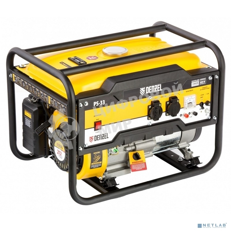 Электрогенератор бензиновый Denzel PS 33, 3.3 кВт, 85 дБ, 41 кг