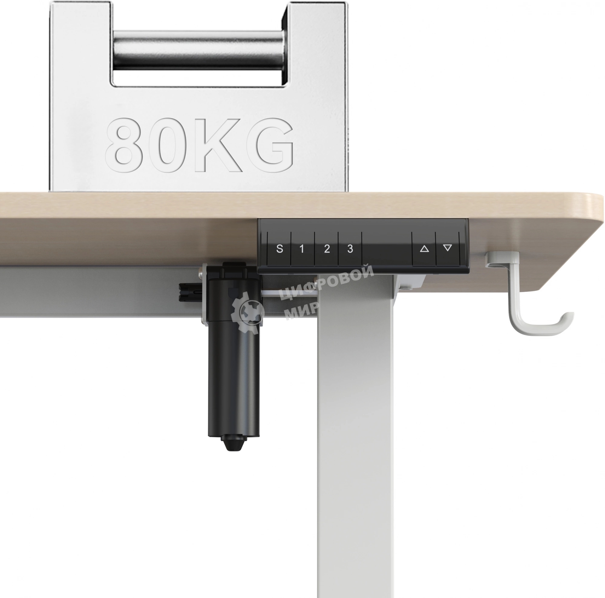 Стол компьютерный Cactus угловой подъемный столешница МДФ, белый дуб каркас белый 140x72x60 см (CS-EDXL-WWD)