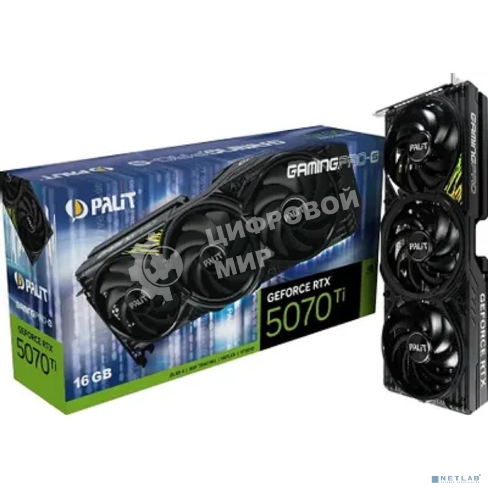 Видеокарта Palit PA-RTX 5070Ti GAMINGPRO-S 16Gb RTX 5070TI 16Gb 256bit GDDR7 2295/28000 HDMIx1 DPx3 HDCP Ret