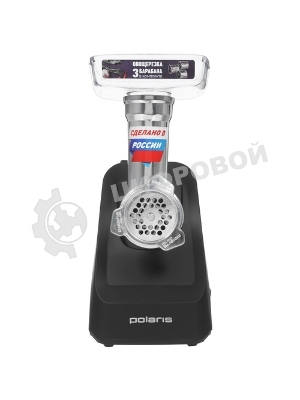 Мясорубка электрическая Polaris PMG 1855 RUS черный, 1800 Вт, 2.0 кг/мин, реверс, защита от перегрузки, насадки - 7