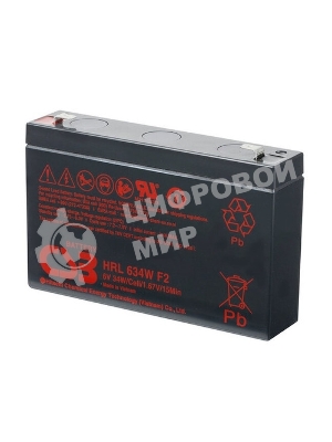 Аккумулятор 6V 9Ah CSB HRL634W (HRL634WF2FR) клеммы F2, огнеупорные