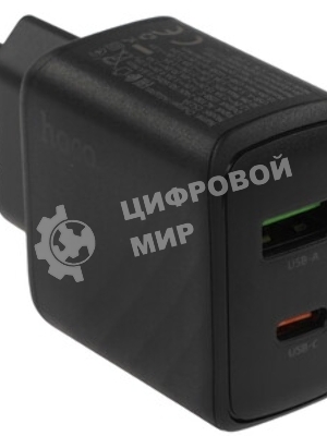 Сетевое зарядное устройство Hoco 30Вт, 3А, QC3.0/PD, 1хUSB, 1хType-C, CS23A, черный, коробка