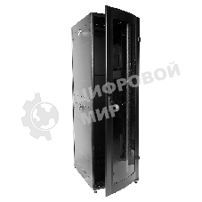 Шкаф телекоммуникационный напольный 42U (600x1000) дверь стекло (3 места), черный