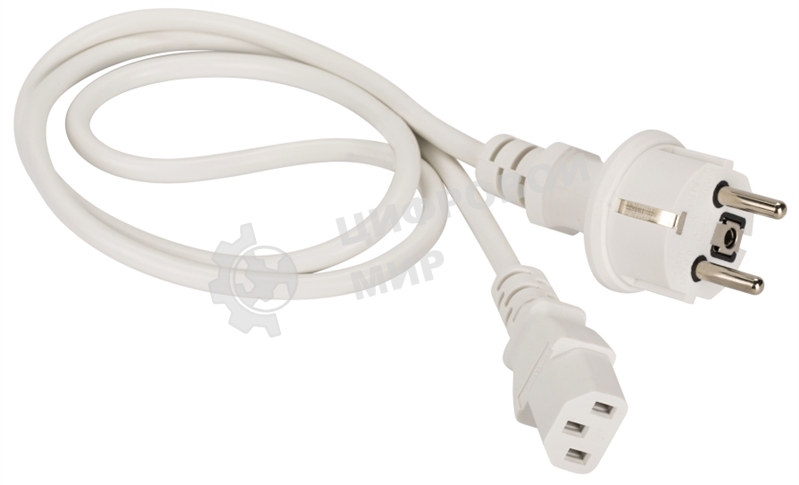 Шнур питания Lanmaster C13-Schuko прямая, 3х0.75, 220В, 10А, белый, 5 метров
