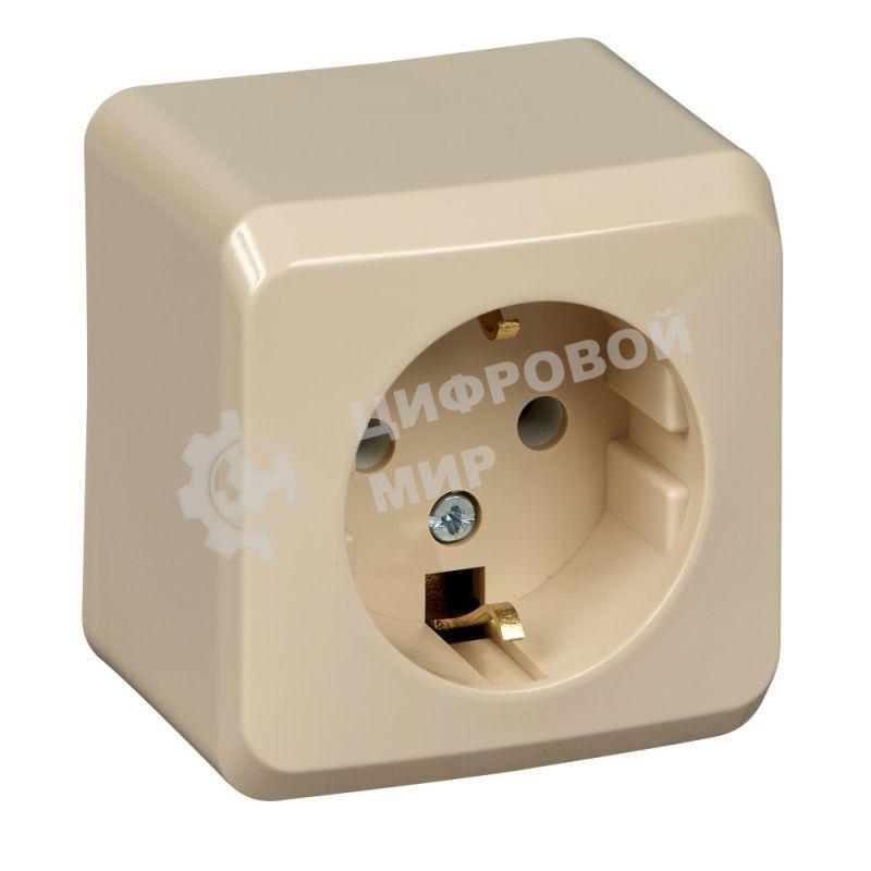 Розетка 1-м ОП Этюд 16А с заземл. крем. SchE PA16-003K