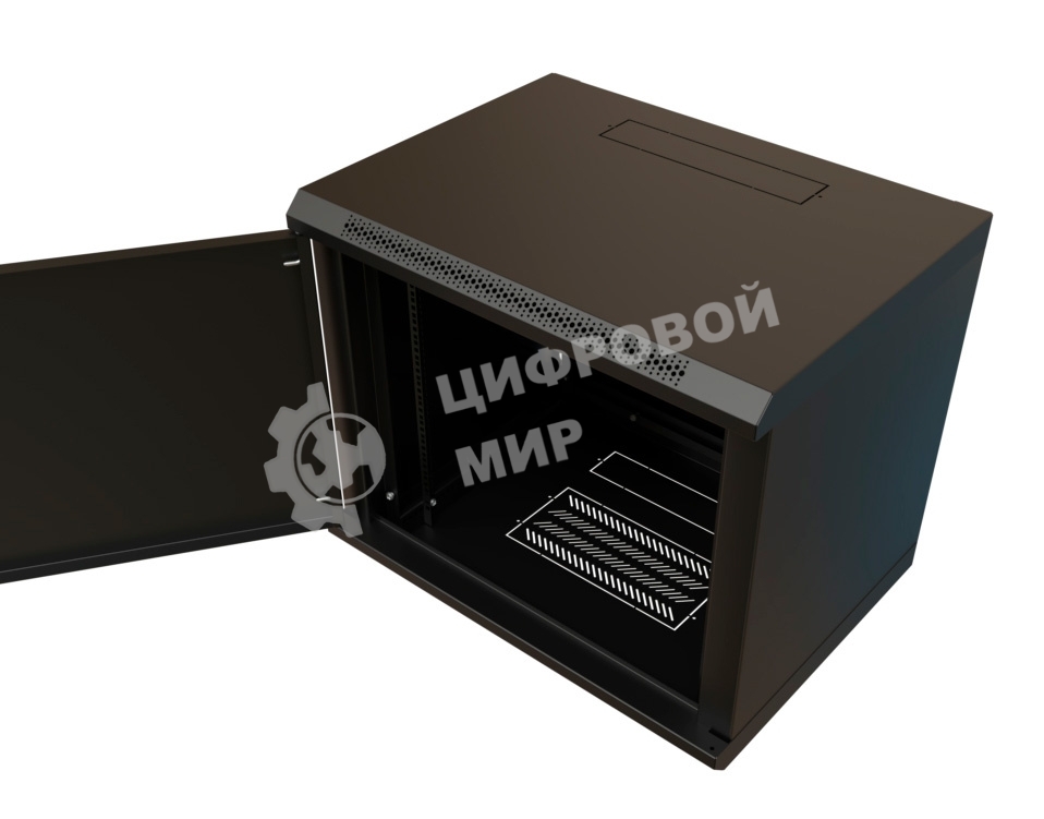Шкаф коммутационный WRline (WR-TW-1245-SR-RAL9004) настенный 12U 600x450 мм пер. дв. металл 2 бок. пан. 60 кг черный 370 мм 650 мм IP20 сталь