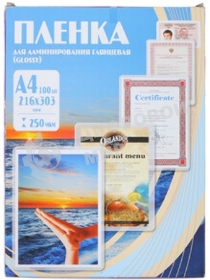 Пленка для ламинирования Office Kit, 250 мкм, A4, 100 шт., глянцевая216х303 (PLP12123-1)