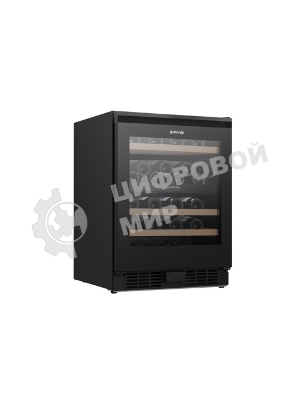 Встраиваемы е винный шкаф Gorenje WCU68F6BG4WF, объем 138 л, вместительность 46 бутылок, 4 полки, цифровой дисплей, Wi-Fi, LED освещение, защита от УФ-излучения, энергоэффективность А+, черный
