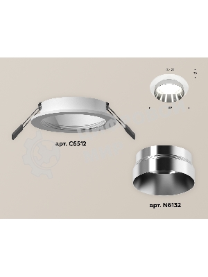Комплект встраиваемого светильника Ambrella light XC6512022 SWH/PSL белый песок/серебро полированное MR16 GU5.3 (C6512, N6132)