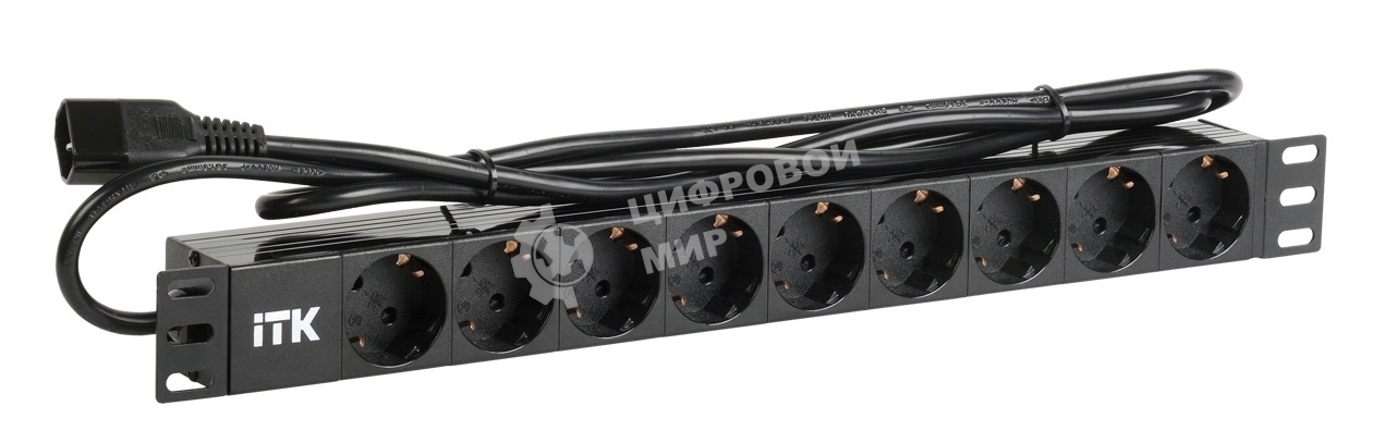 Блок распределения питания ITK алюминевый профиль PH22-9D2 гор.размещ. 9xSchuko базовые 10A C14 2м
