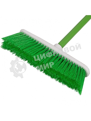 Щетка Home Palisad пластмассовая для подметания пола, 27 см, c черенком, 120 см, салат. щетина
