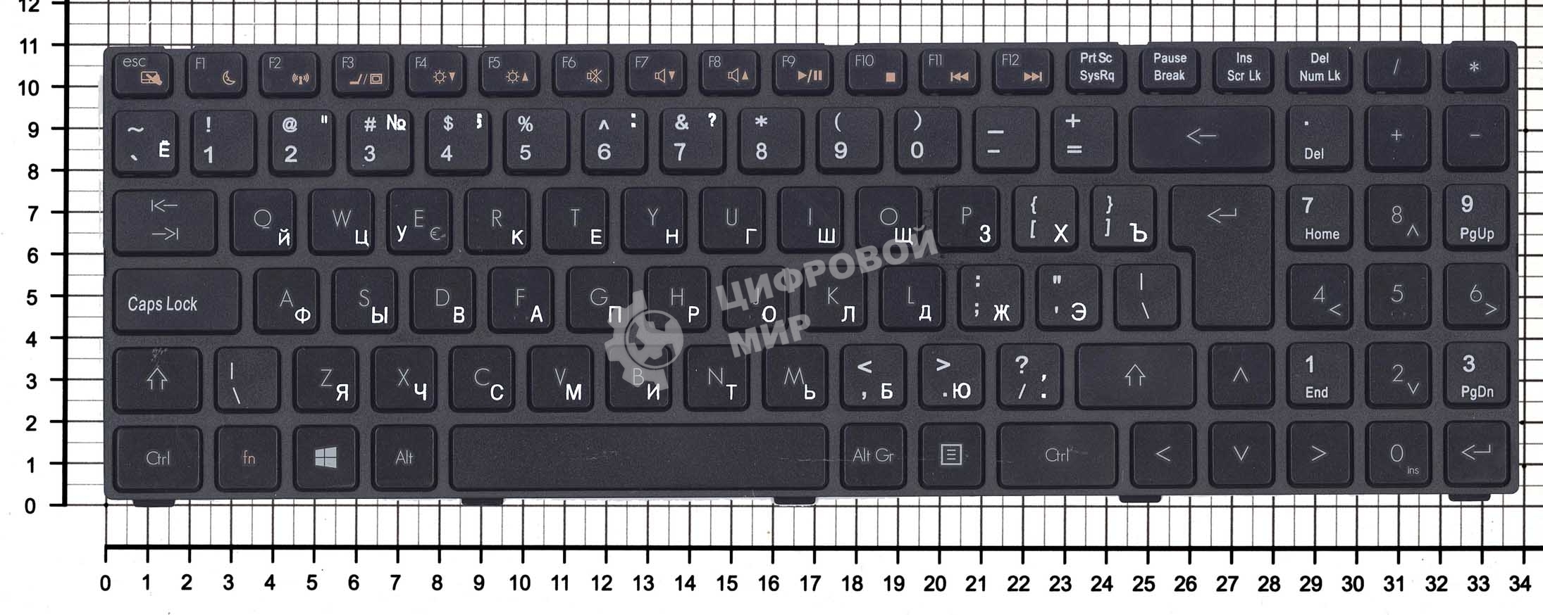 Клавиатура для ноутбука DNS K580S черная с рамкой