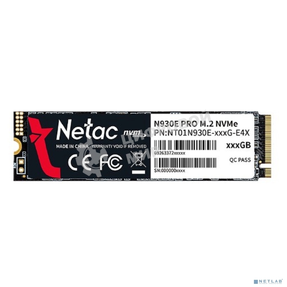 Накопитель SSD Netac N930E Pro, 256Gb, PCIe 3.1 x4, M.2 2280, NVMe, R/W 2040/1270