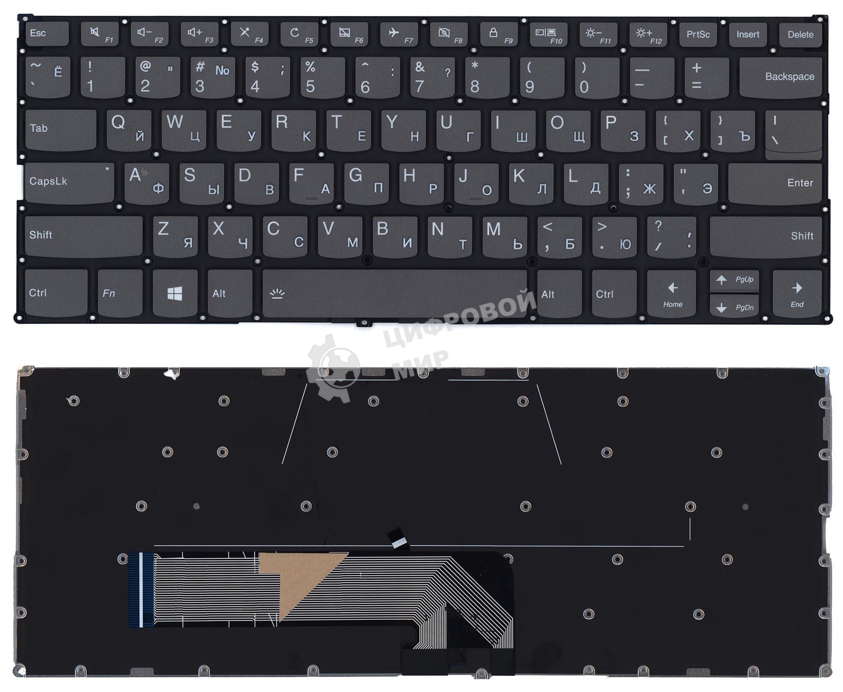 Клавиатура для ноутбука Lenovo Yoga 530-14IKB черная с подсветкой