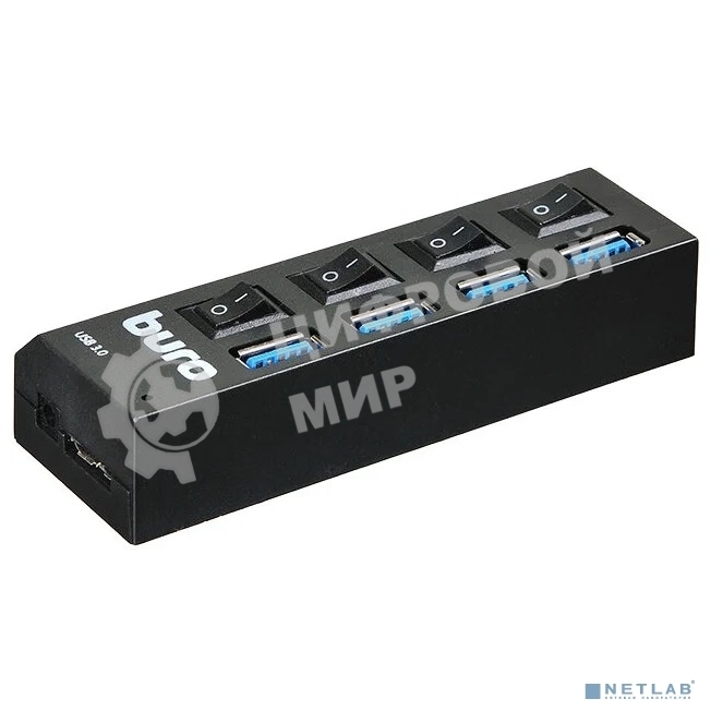 Разветвитель USB 3.0 Buro BU-HUB4-U3.0-L 4порт. черный