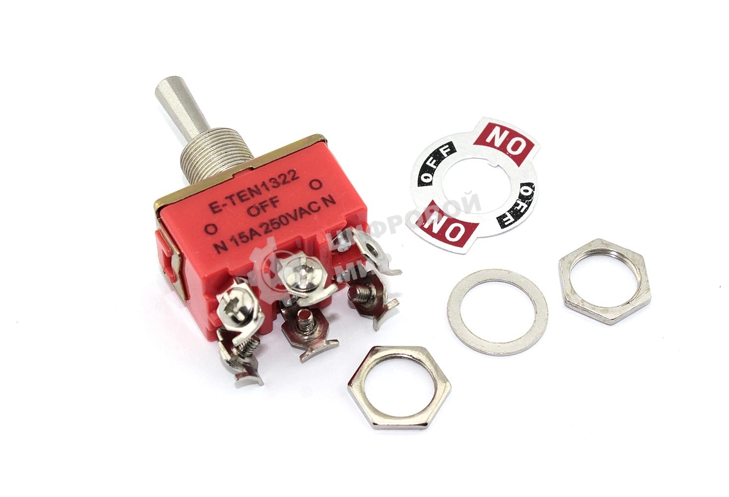 Тумблер E-TEN1322, 250V, 15A, 6 контактов, клеммы под винт, ON-OFF-ON