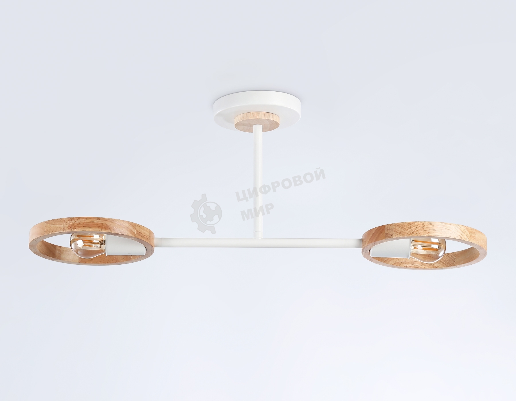 Светильник Ambrella light TR8243/2 WH/LWD белый/светлое дерево E27/2 max 40W 590*165*220