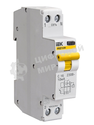 Выключатель автоматический дифференциального тока 2п (1P+N) B 16А 10мА тип A 6кА АВДТ-32 IEK MAD22-5-016-B-10