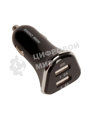 Автомобильная зарядка (от прикуривателя) 2USB 2.4A для Apple 8-pin More choice AC22i черный