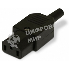 Разъем IEC 60320 C13 220В 10A на кабель (плоские контакты внутри разъема), прямой Hyperline
