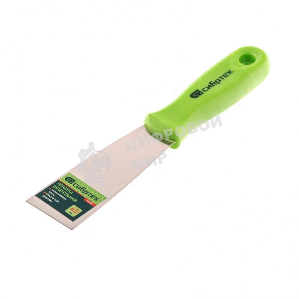 Шпательная лопатка из нержавеющей стали Сибртех, 40 мм, пластмассовая ручка