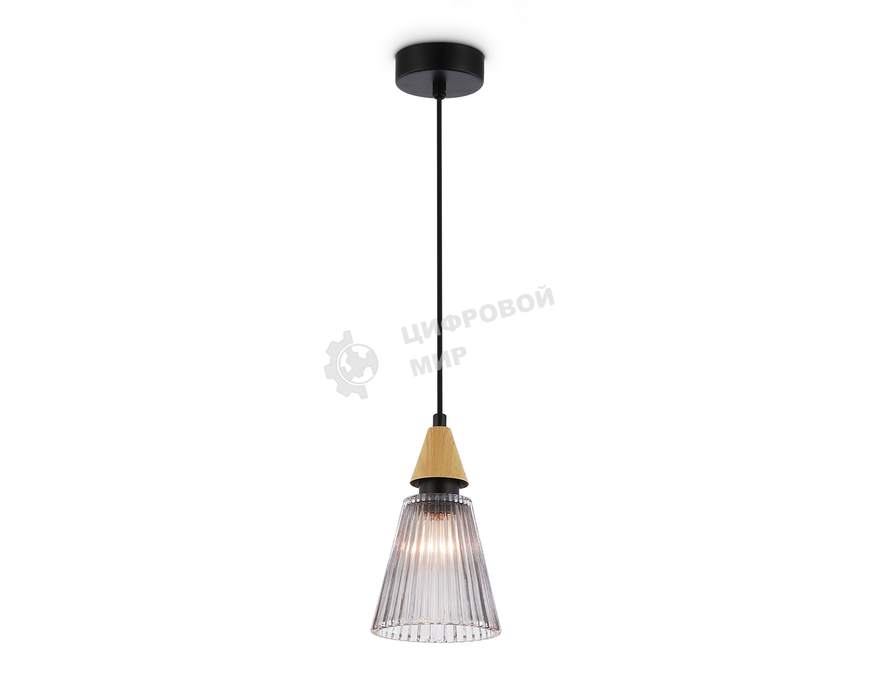 Светильник Ambrella light LH58111 BK/LW/SM черный/светлое дерево/дымчатый E14 max 40W D110*1500