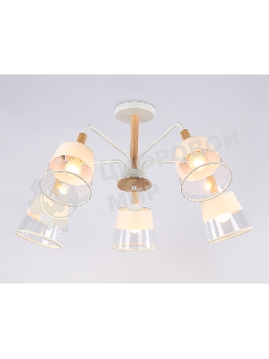 Светильник Ambrella light TR4738/5 WH/LW белый/светлое дерево E27/5 max 40W D760*350