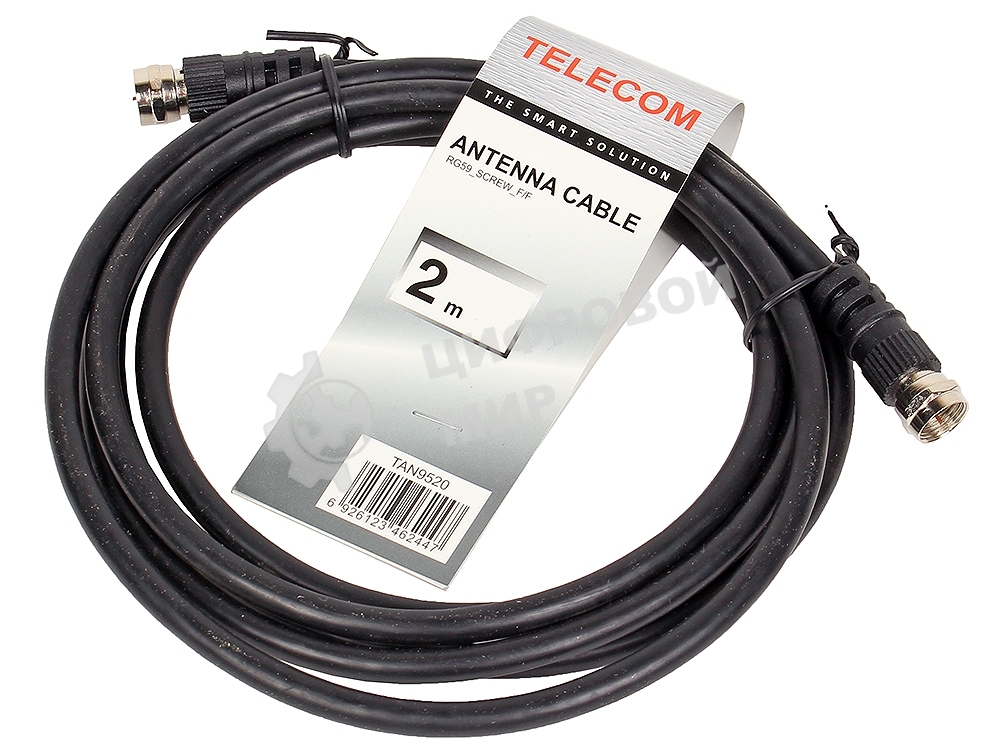 Кабель Telecom Кабель соединительный (TAN9520-2M) антенный RG59 F-male--F-male 2м 6926123462447
