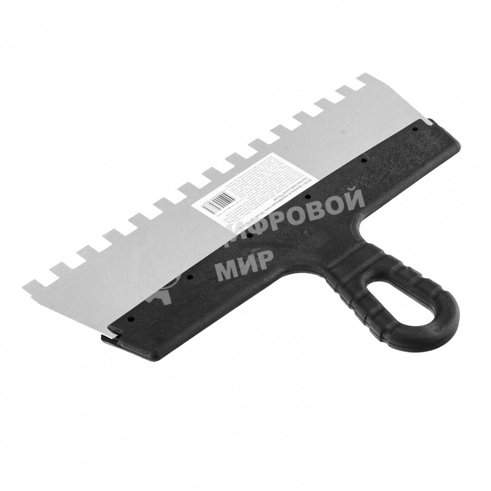 Шпатель Sparta из нержавеющей стали, 300 мм, зуб 10х10 мм, пластмассовая рукоятка