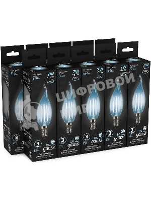 Лампа светодиодная Gauss LED Filament Свеча на ветру E14 7W 580lm 4100К 1/10/50